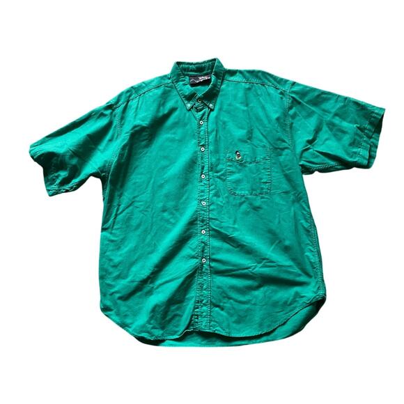 Disney Originals Mens/Teens Green Button-Down Shirt Large Embroidered Mickey - Picture 1 of 8